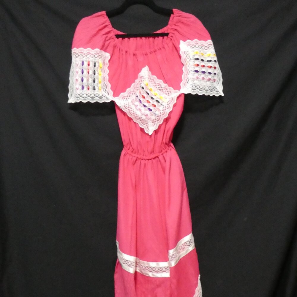 Handmade Pink Off Shoulder Dress Size 14.5 inch pit to pit measured
